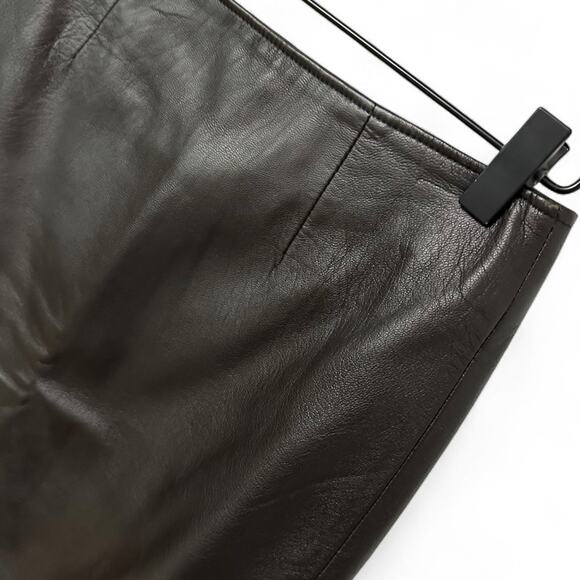 Weekend MaxMara Leather Skirt Brown Academia Fall Soft Girl Minimalist Preppy 6 - Picture 7 of 11